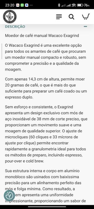 Moinho de café portátil.