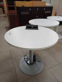 Stabilny okrągły biały stół z portem firmy Bachmann