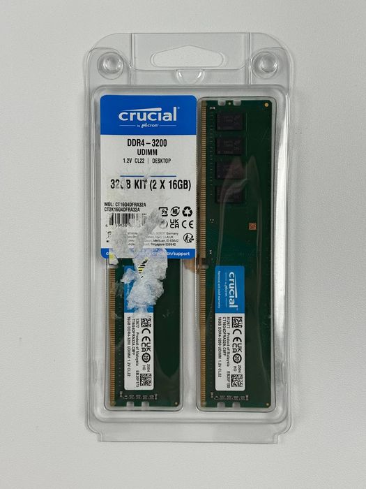 Оперативна пам'ять Crucial DDR4 DIMM Kit 32GB (2x16GB) 3200MHz CL22