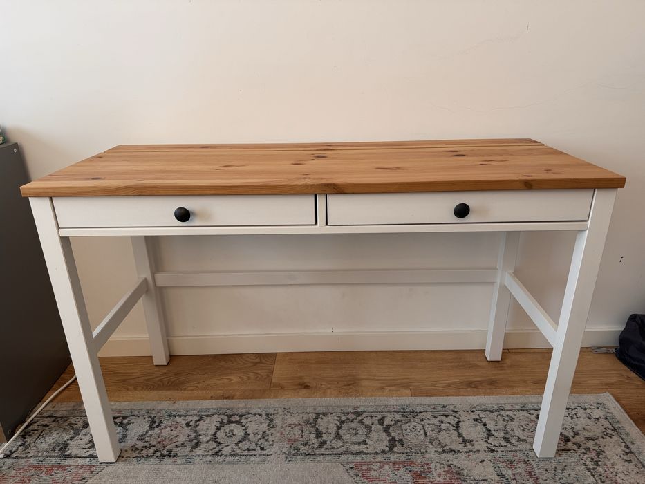 IKEA HEMNES desk – solid wood, white/light brown (120x47x75 cm)