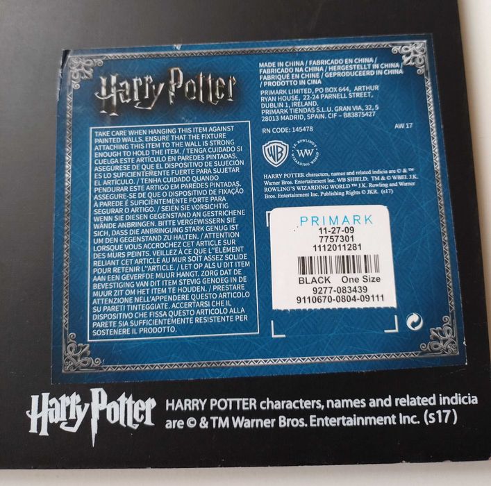 Primark Harry Potter Hogwarts School List chalk board tablica kredowa