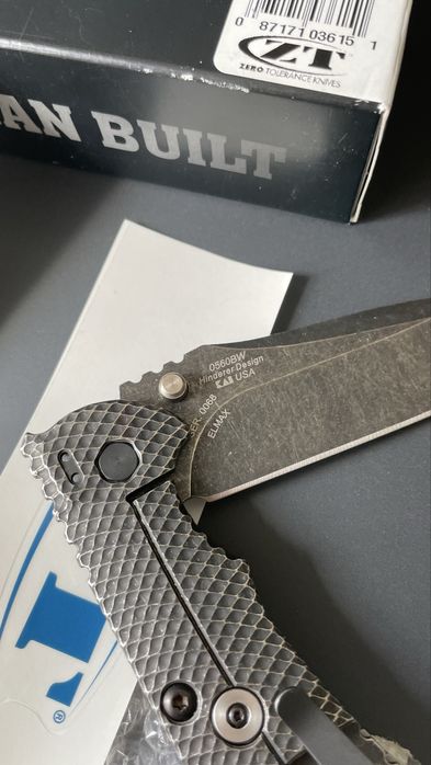 Zero Tolerance ZT 0560BW Rick Hinderer Flipper, G10, ELMAX Оригинал