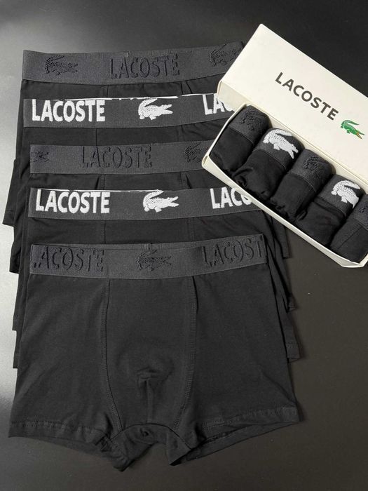 Мужские трусы Lacoste 3D Black . Чоловічі чорні боксери Лакост