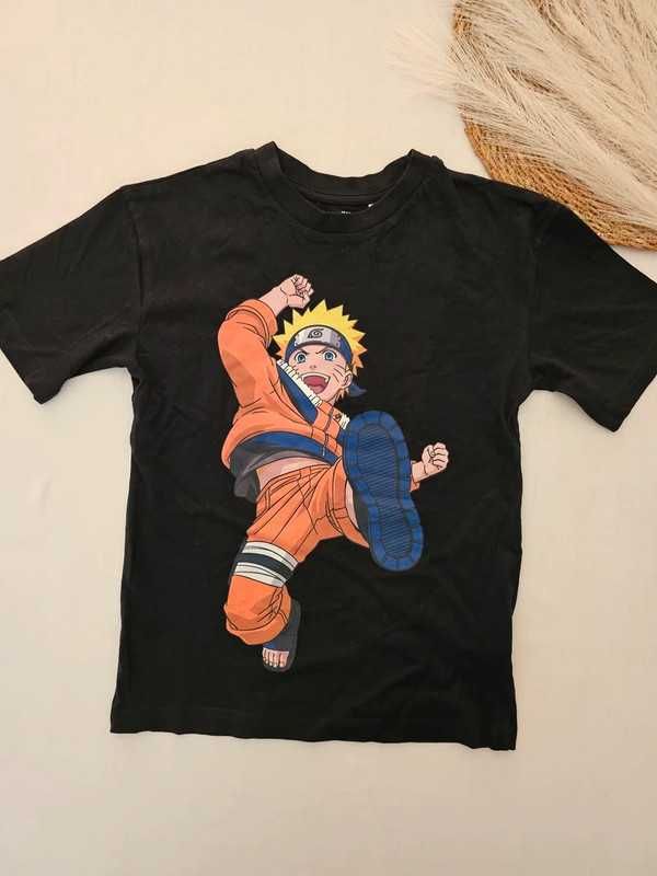 Czarny tshirt Naruto rozmiar 122 128 H&M