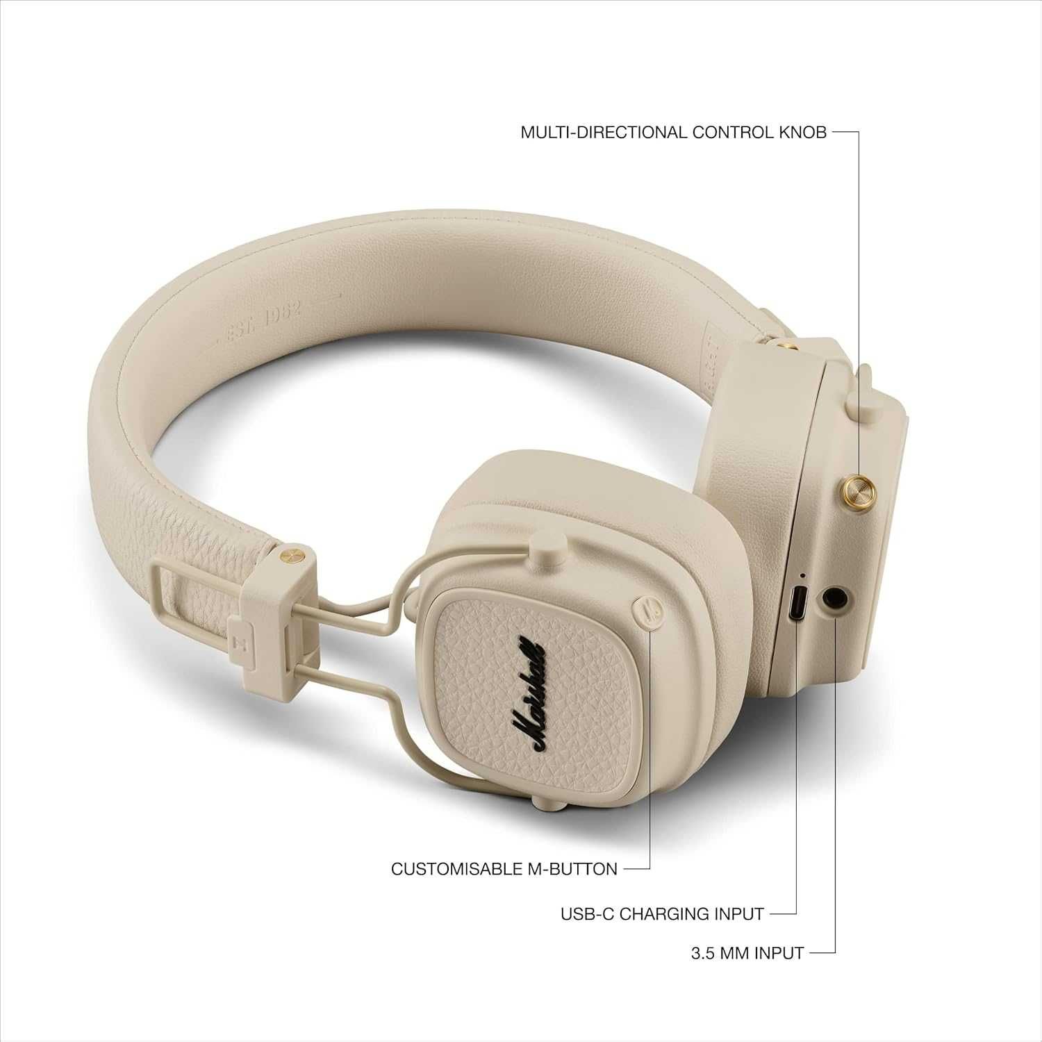 Навушники Marshall Major V 5 Cream (Підтримка офіційного додатку)