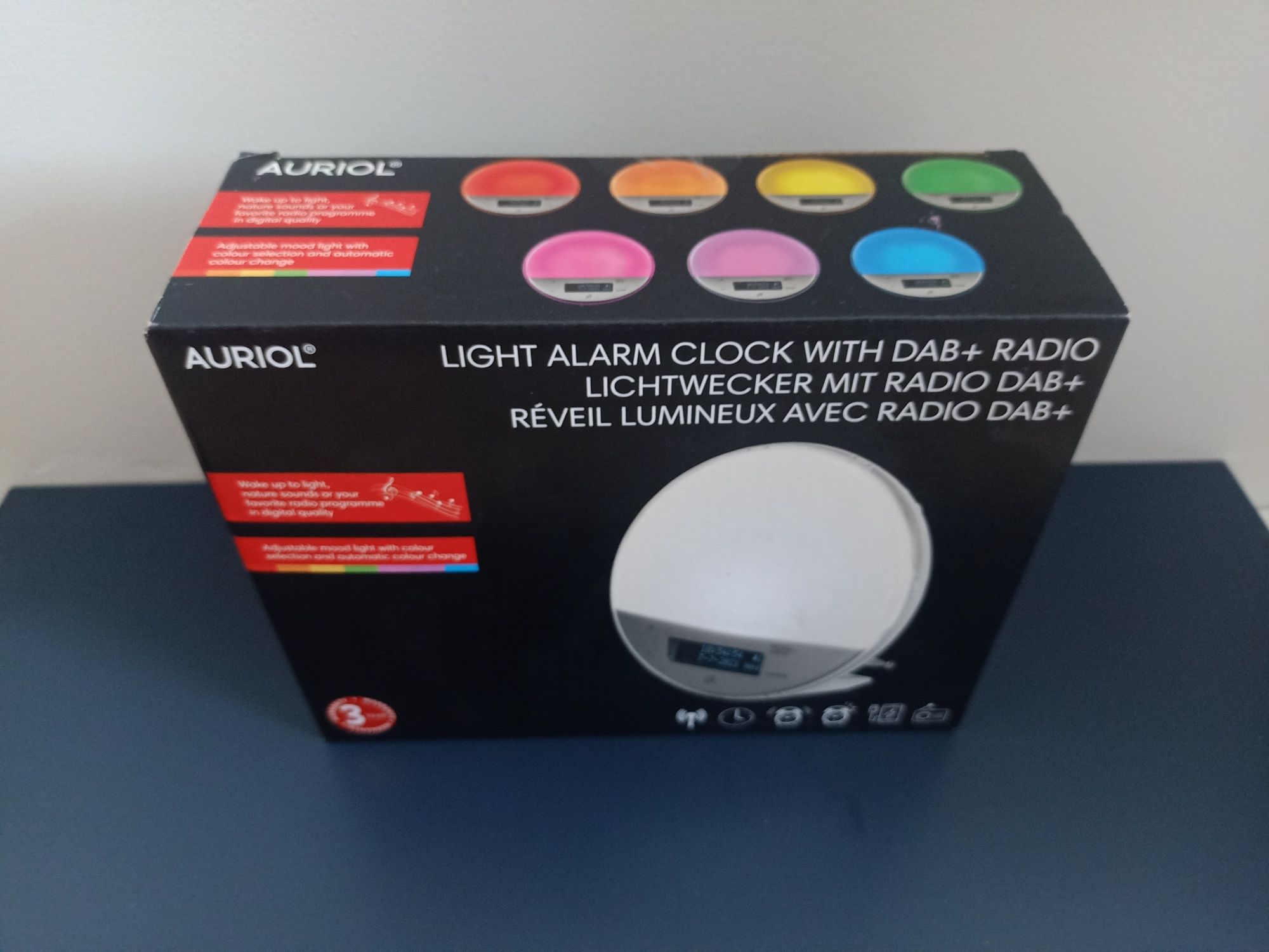 Radiobudzik AURIOL DAB+ z radiem , lampka 8 kolorów radio budzik