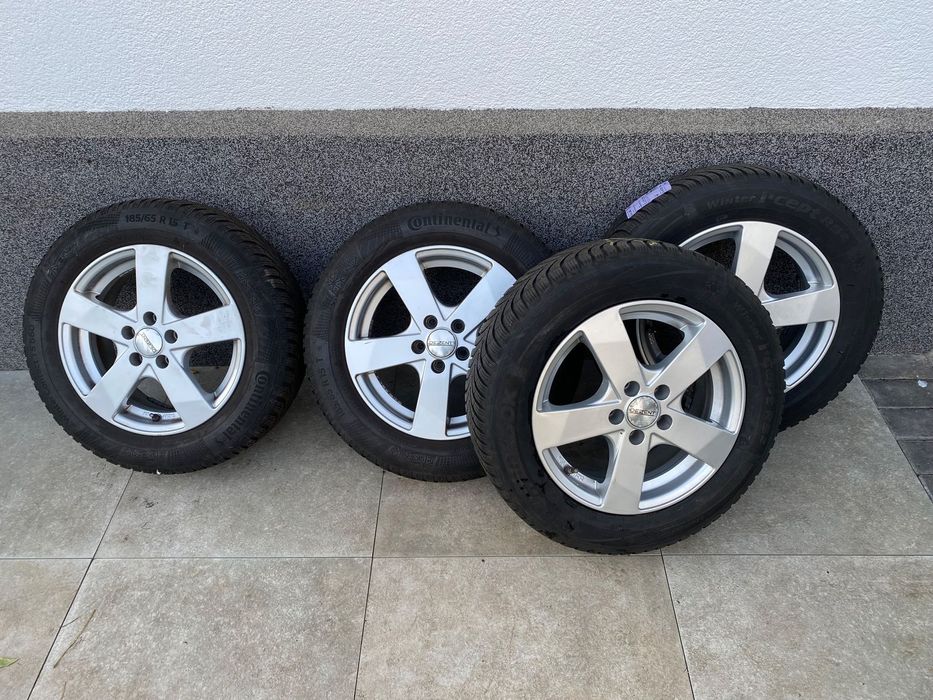 4xKola Felgi z oponami 6,5Jx15 5x100 ET-38 Opony Hankook zima 185/65R15 2018R.