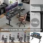Biurko elektrycznie regulowane z pamięcią, czarne 160x60 nowe OUTLET