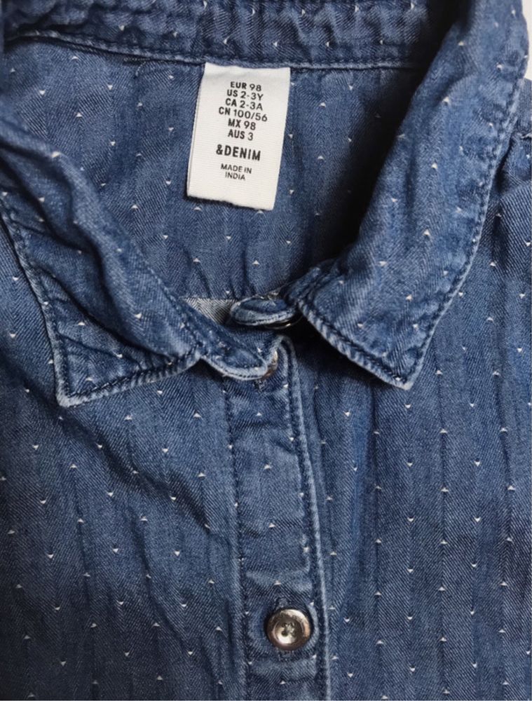 Koszula nowa wiązana bez rękawów H&M Denim r. 98
