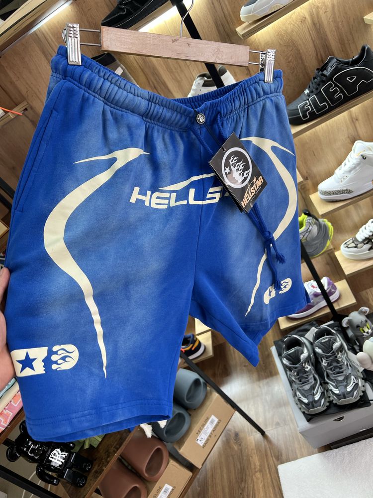 Шорти HELLSTAR Classic Logo Blue/Beige Faded Syna Corteiz