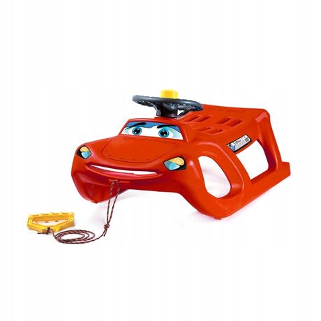Sanki plastikowe dziecięce ZIGI-ZET z kierownicą czerwone