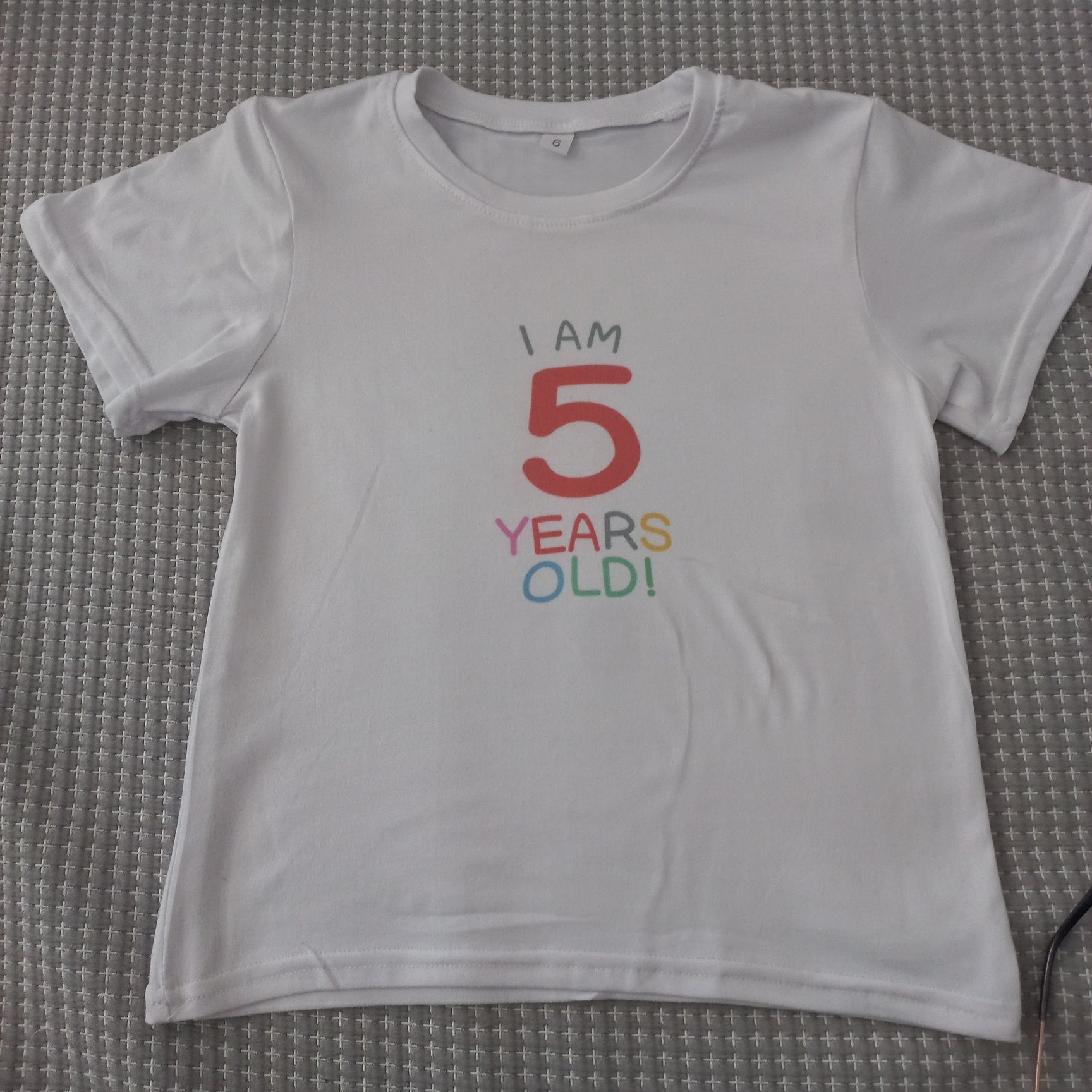 Biały T-shirt urodzinowy 5 lat , 5 years old