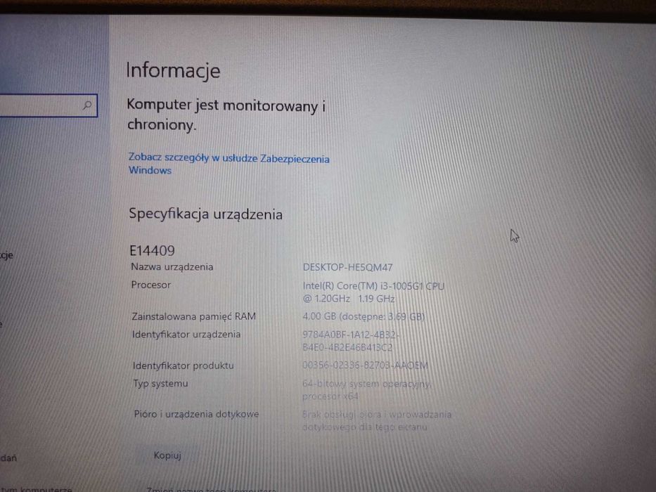 Nowy Laptop Medion E14409 i3 1005G1 4gb Ram 128gb SSD 14 Cal 2 lata GW