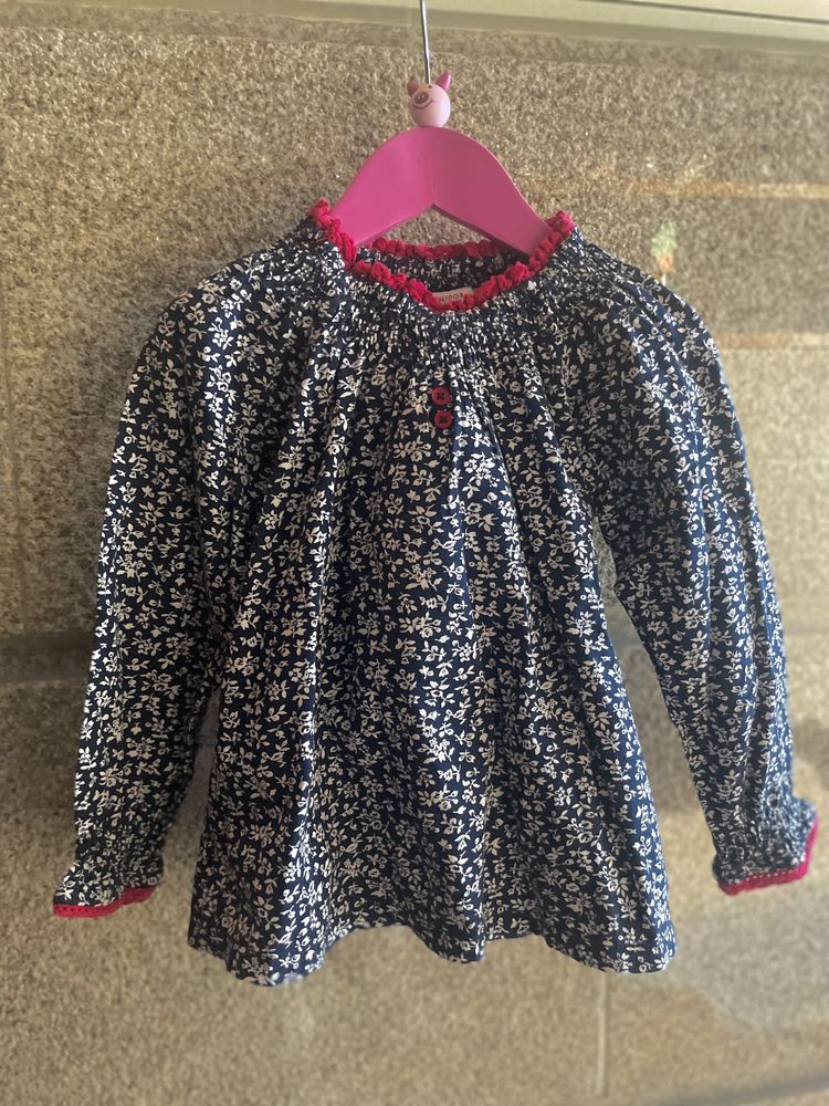 Camisa / Túnica Menina inverno Lanidor azul com flores