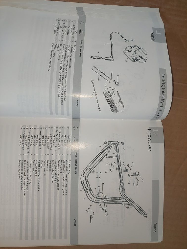 Nowy katalog czesci instrukcja obsługi rama silnik junak m10