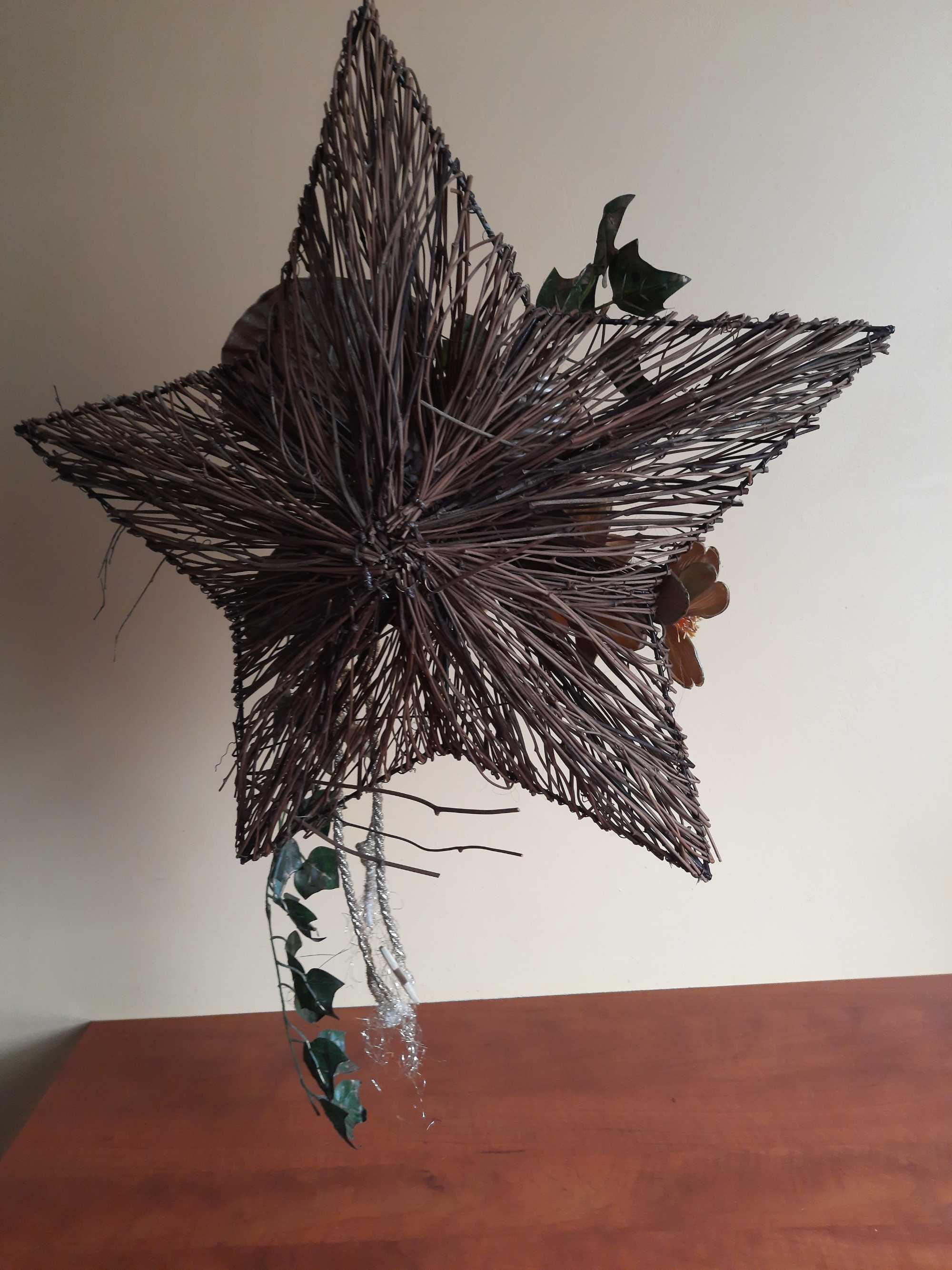 gwiazda z wikliny, stroik do powieszenia, duży, Boże Narodzenie, 54 cm