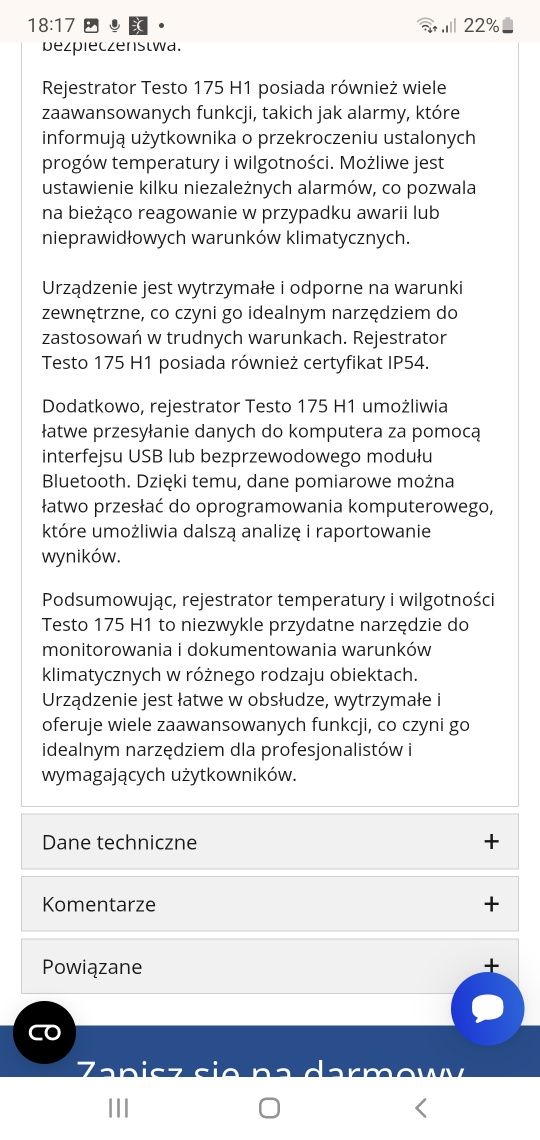 Testo 175H1 rejestrator temperatury i wilgotności.