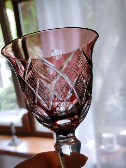 Kieliszek do wina remery kolorowe kryształowe PRL retro vintage