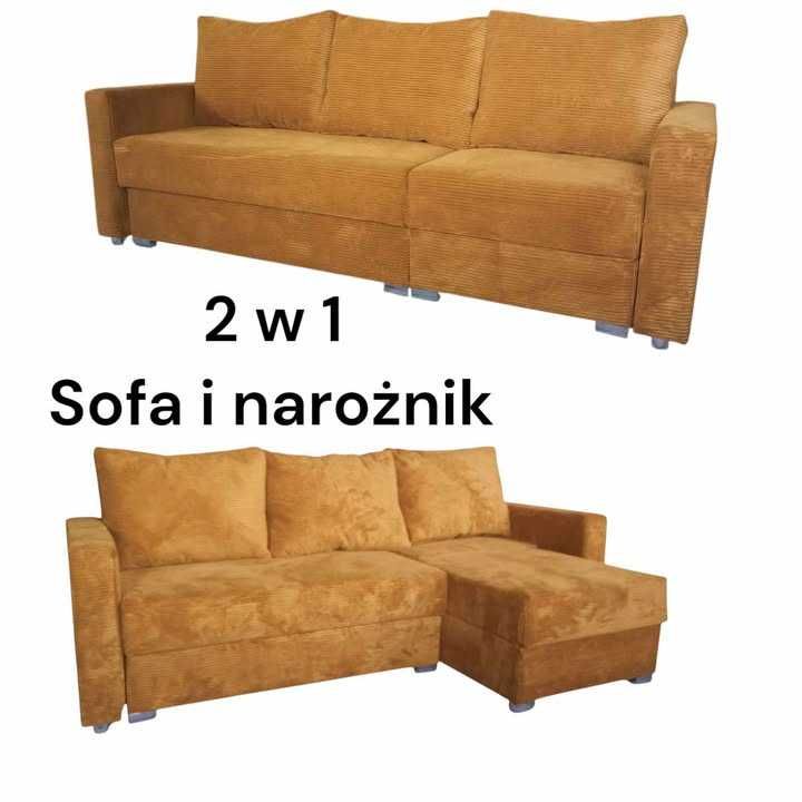 Kanapa 2w1 Narożnik i Sofa rogówka pojemnik funkcja spania