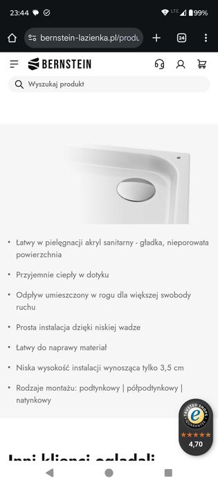 Bernstein brodzik prysznicowy nowy 90 x 80 model Tim