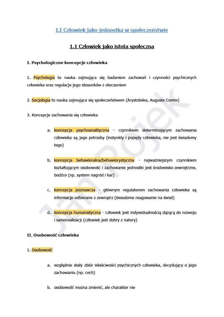 Notatki maturalne - Wiedza o społeczeństwie WOS - 1 klasa liceum