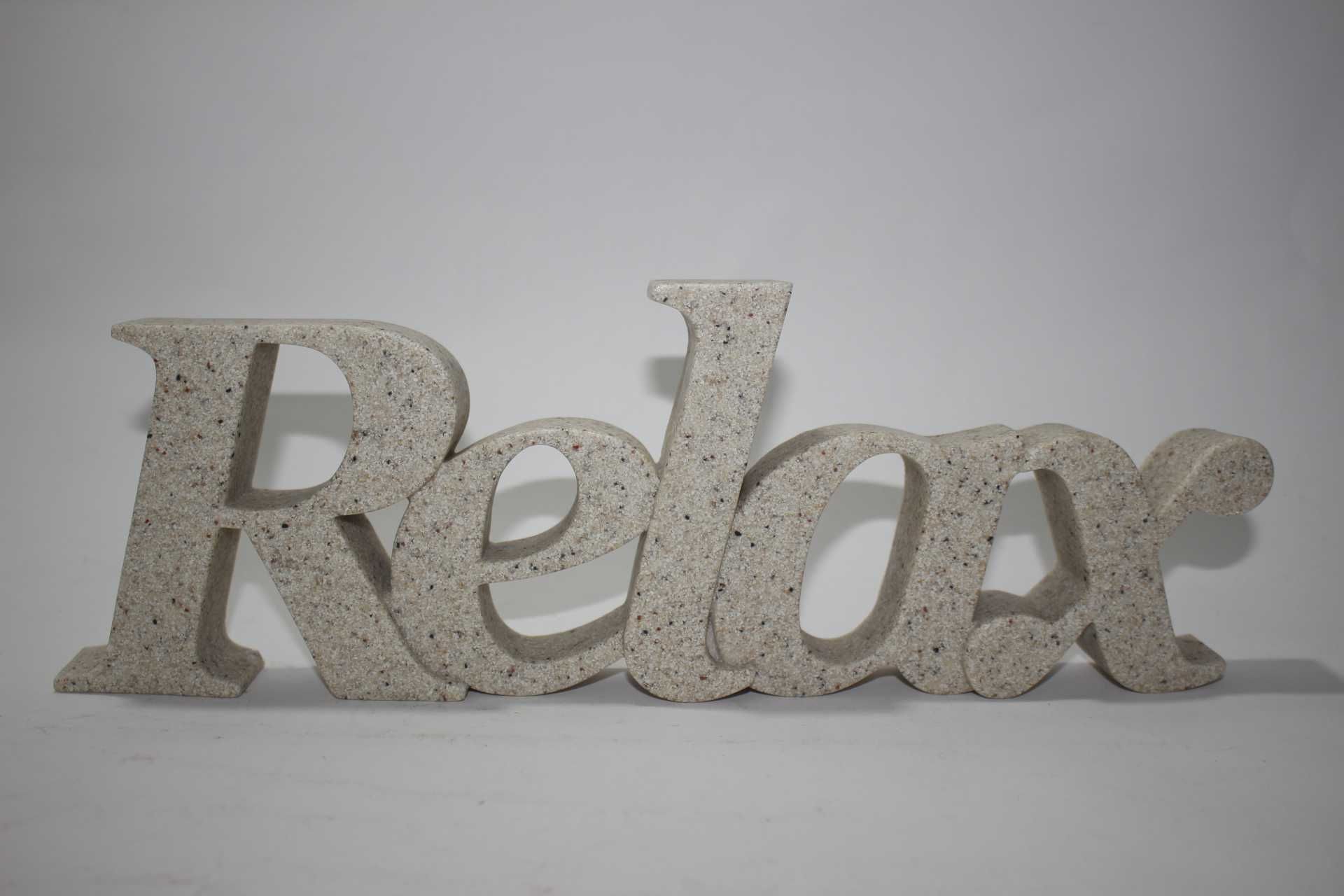 Letras / Lettering - RELAX - Decor Decoração Zen - Imitar pedra