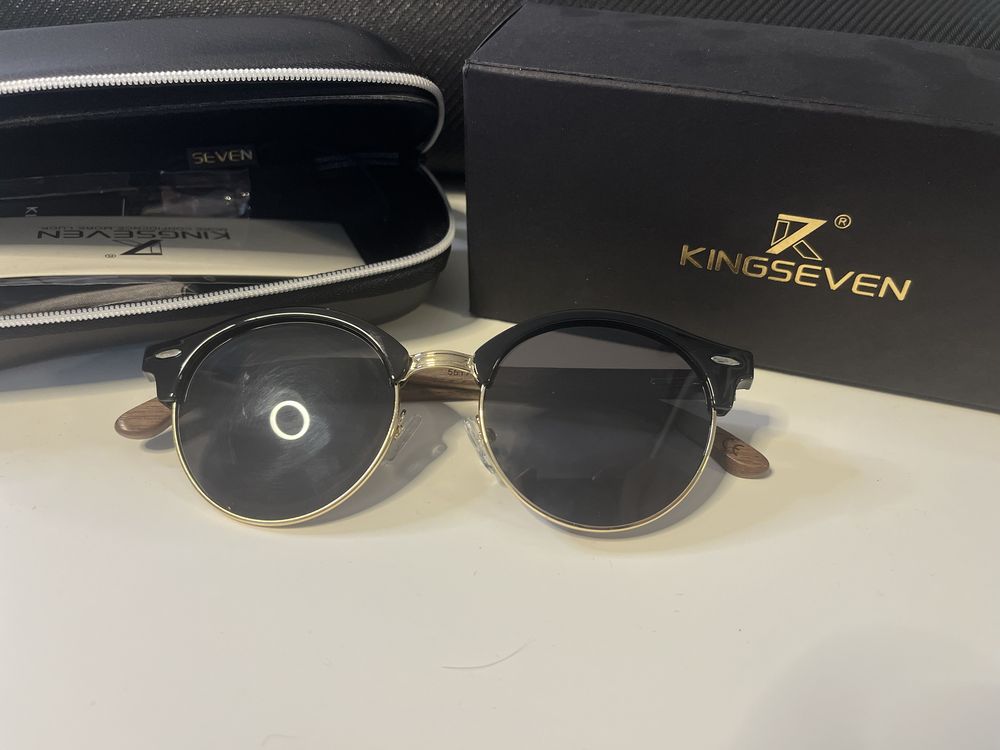 Kingaeven okulary drewniane czarne antyrefleks