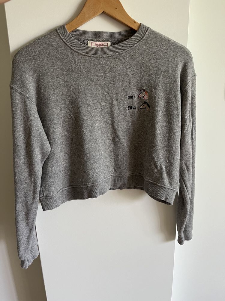 Pull&Bear bluza szara S jednorożec krótka