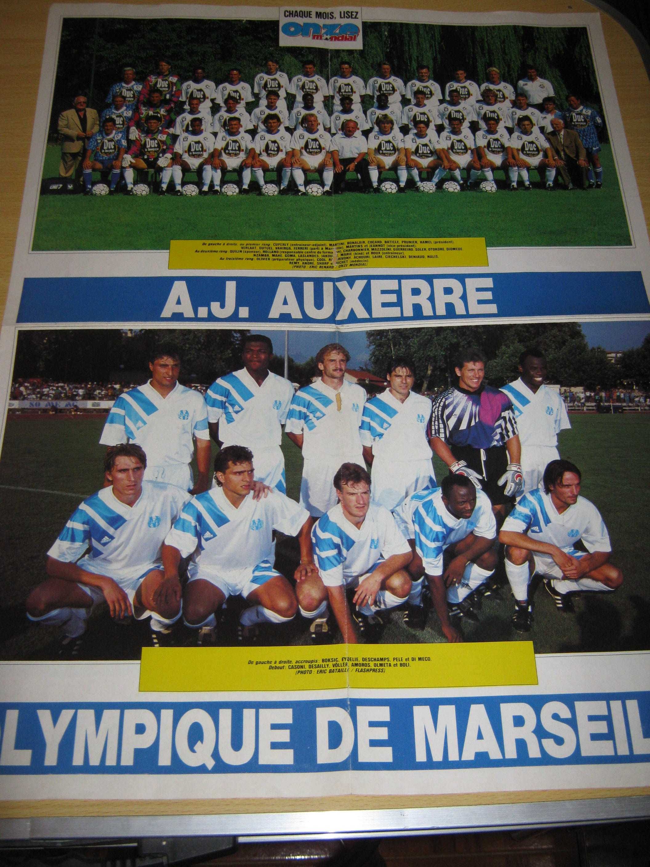 3 Posters Futebol PSG/Auxerre/Nantes/Marselha/Mónaco