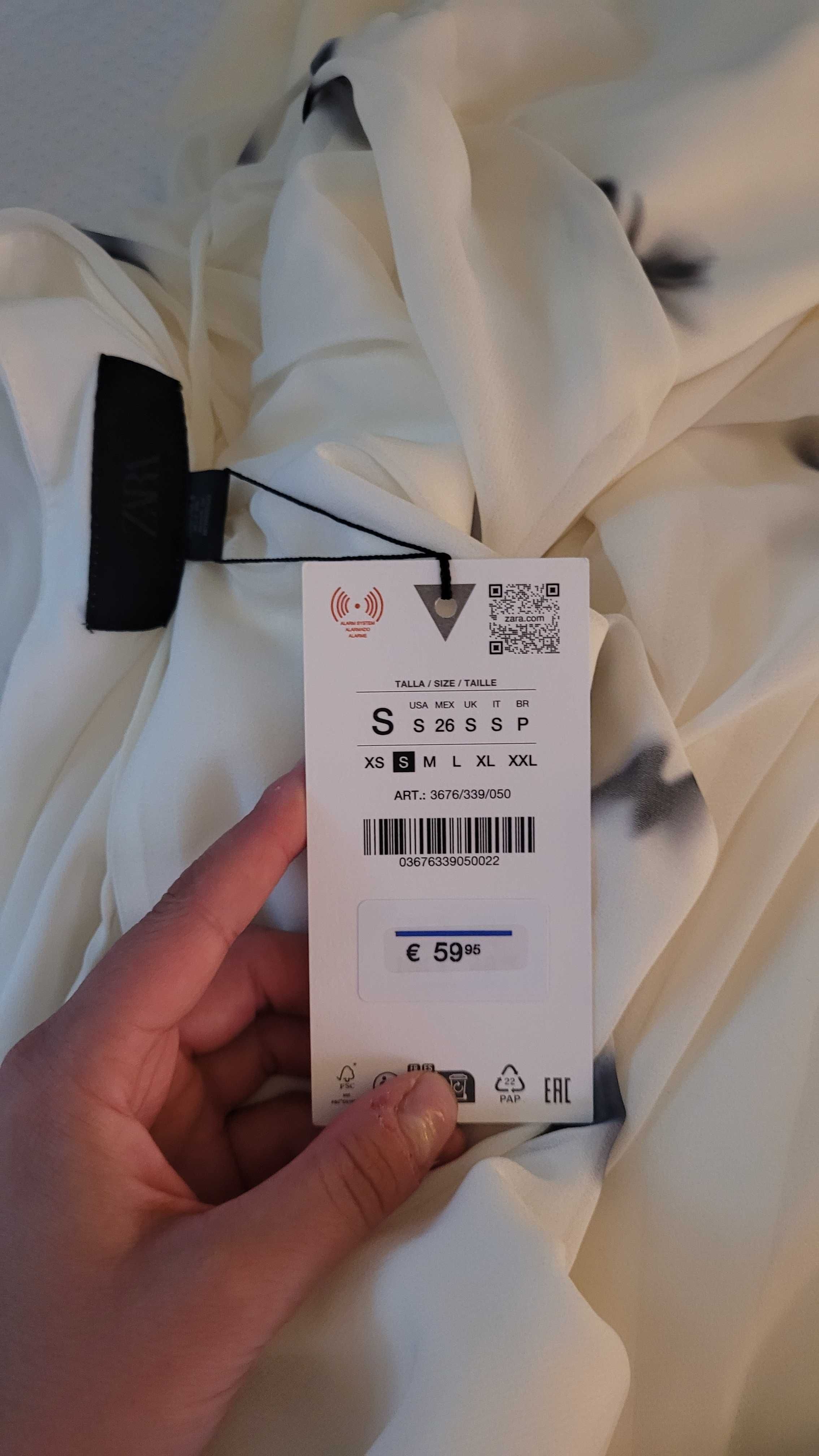 Długa biała sukienka Zara motyle halter odkryte plecy S 36 nowa lejąca