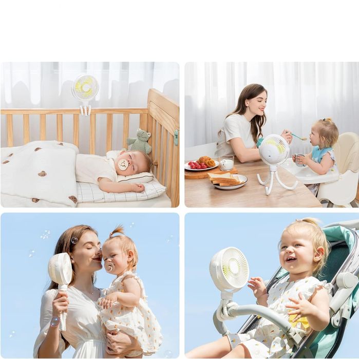 JISULIFE Mini Wentylator z Uchwytem dla dzieci dorosłych 4000mAh 360°
