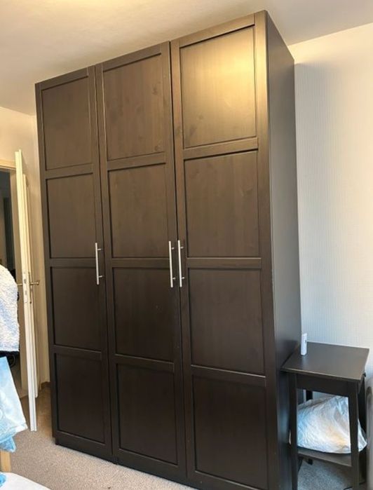 Szafa Ikea Pax 150x136 cm czarnobrąz - drzwi drewniane Hemnes