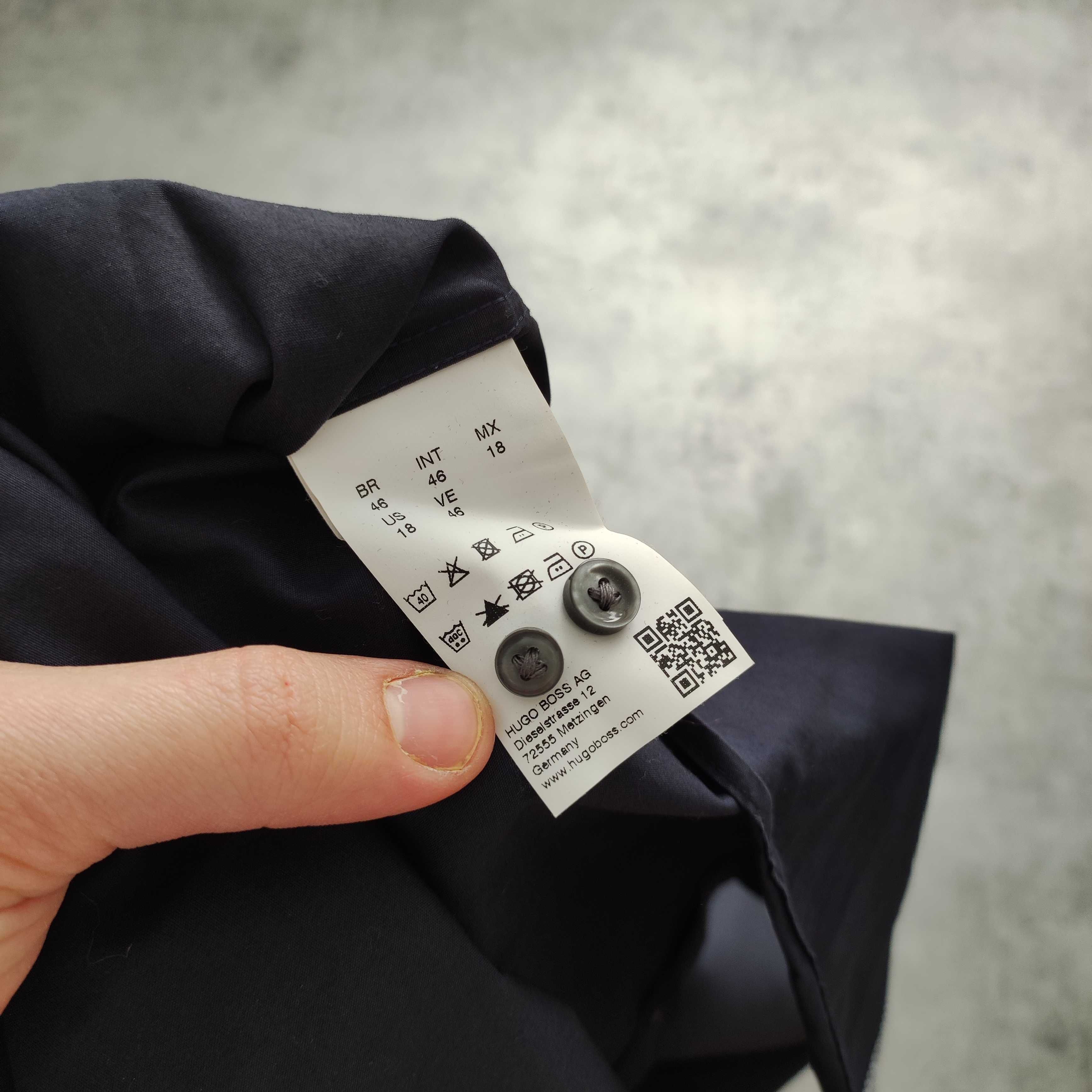 MĘSKA Elegancka Koszula Granatowa Małe Logo Hugo Boss Garnitur Klasyk