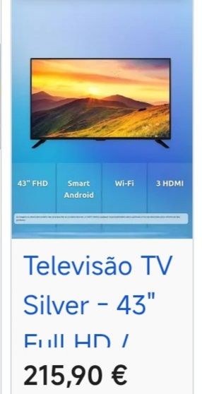 TV/SmartTV/ Silver 43"full hd