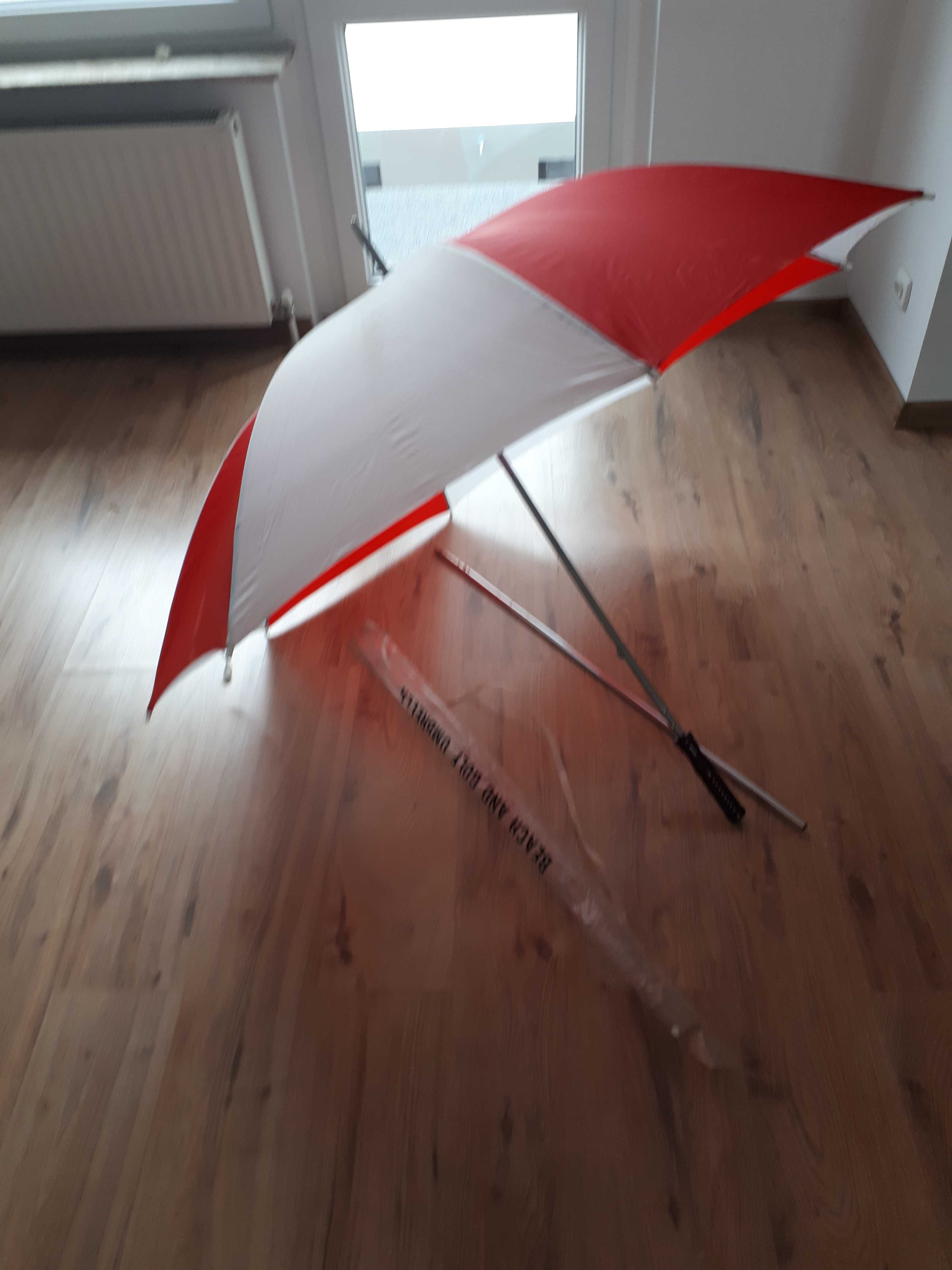 Parasol plażowy wielofunkcyjny 120 x 180 cm biało-czerwony