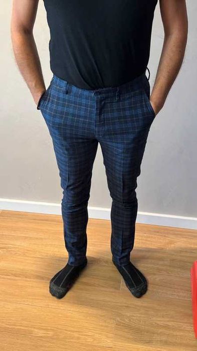 Spodnie męskie Medicine Slim krata granatowy