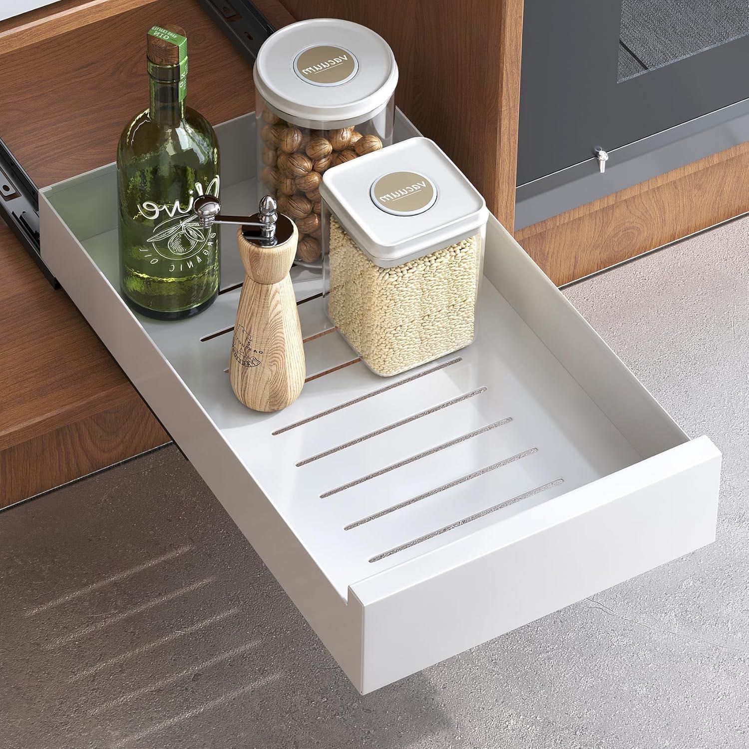 Wysuwany organizer do szafek, szuflada 30 x 43 x 9 cm bialy