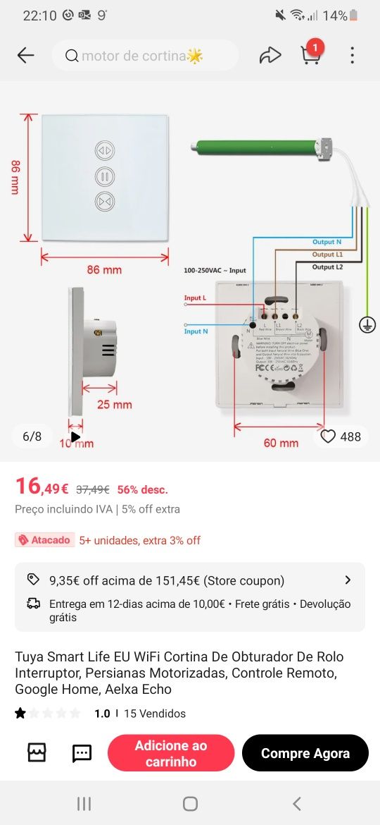 Interruptor para persianas - Tuya