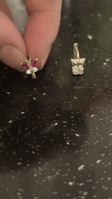 Kolczyk srebrny sowa i motylek