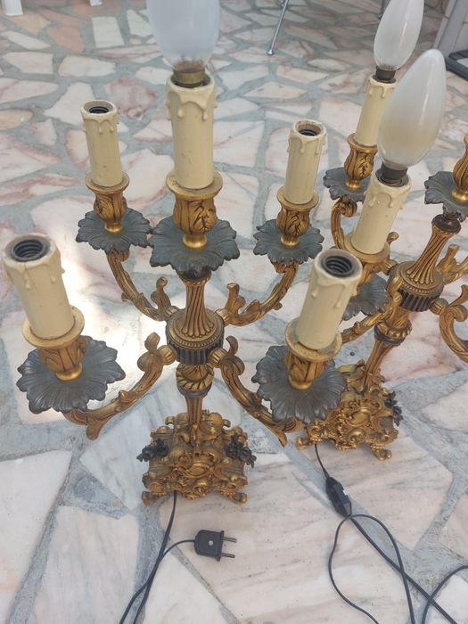 Candeeiros de mesa estilo candelabro 5 lâmpadas