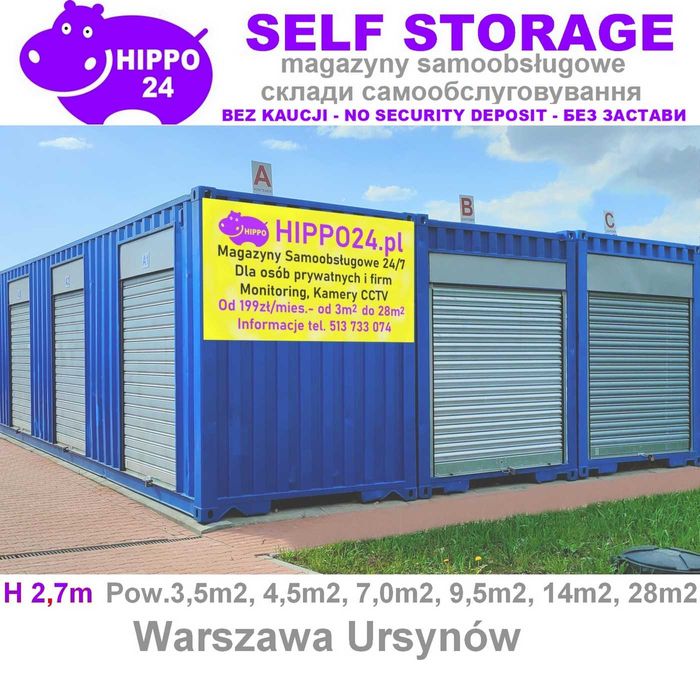 4,5m2 Self Storage HIPPO24 Magazyny Samoobsługowe Wwa Ursynów. Od Ręki