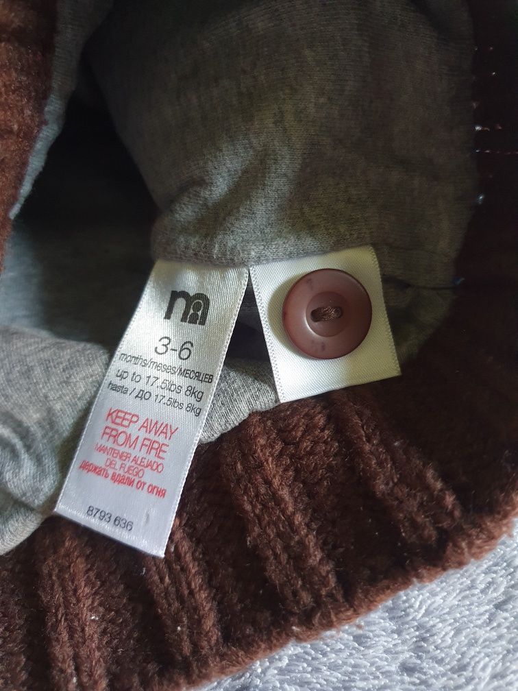Gruby zimowy sweter świąteczny pleciony w gwiazdki Mothercare r. 62cm