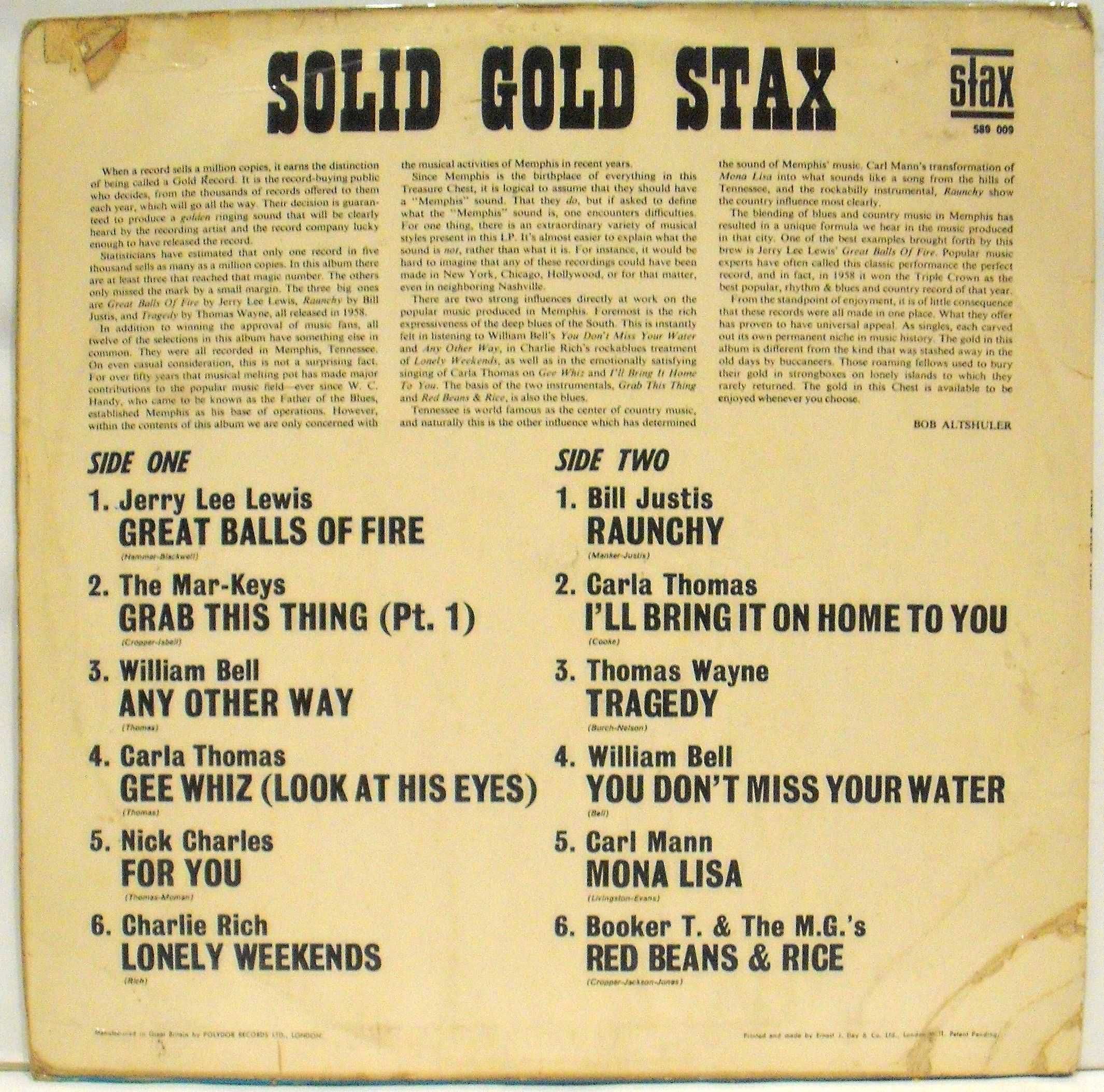 SOLID GOLD STAX Vinil LP 33 Rpm - 1967