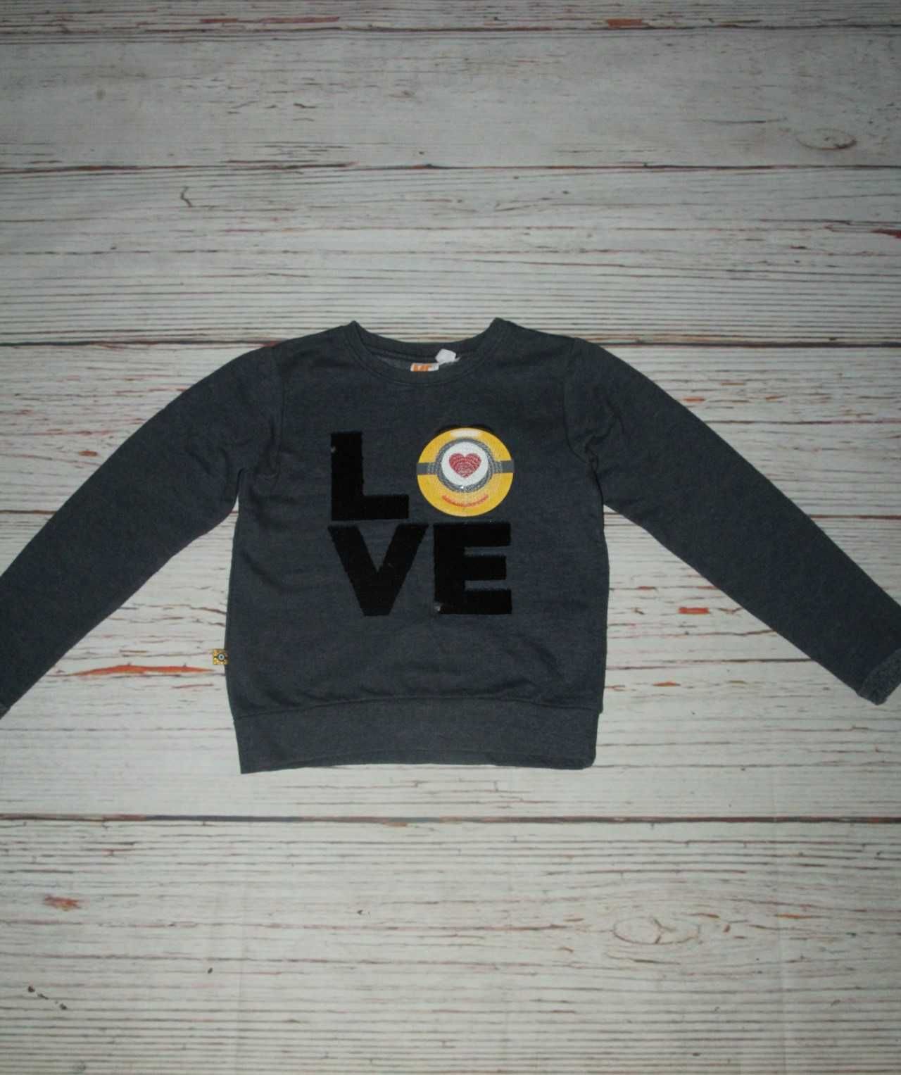 (205) Bluza r. 134 Minionki granatowa szara nierozpinana cekiny