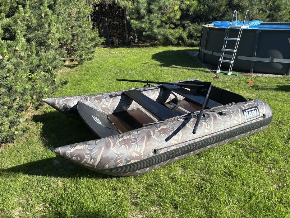 Ponto katamaran NaviPoland CAT300 camo jak nowy! Pełna podloga ALU