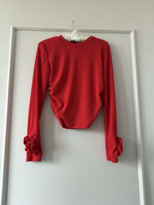 Bluzka czerwona, brązowa z rożą S/M/L nowa