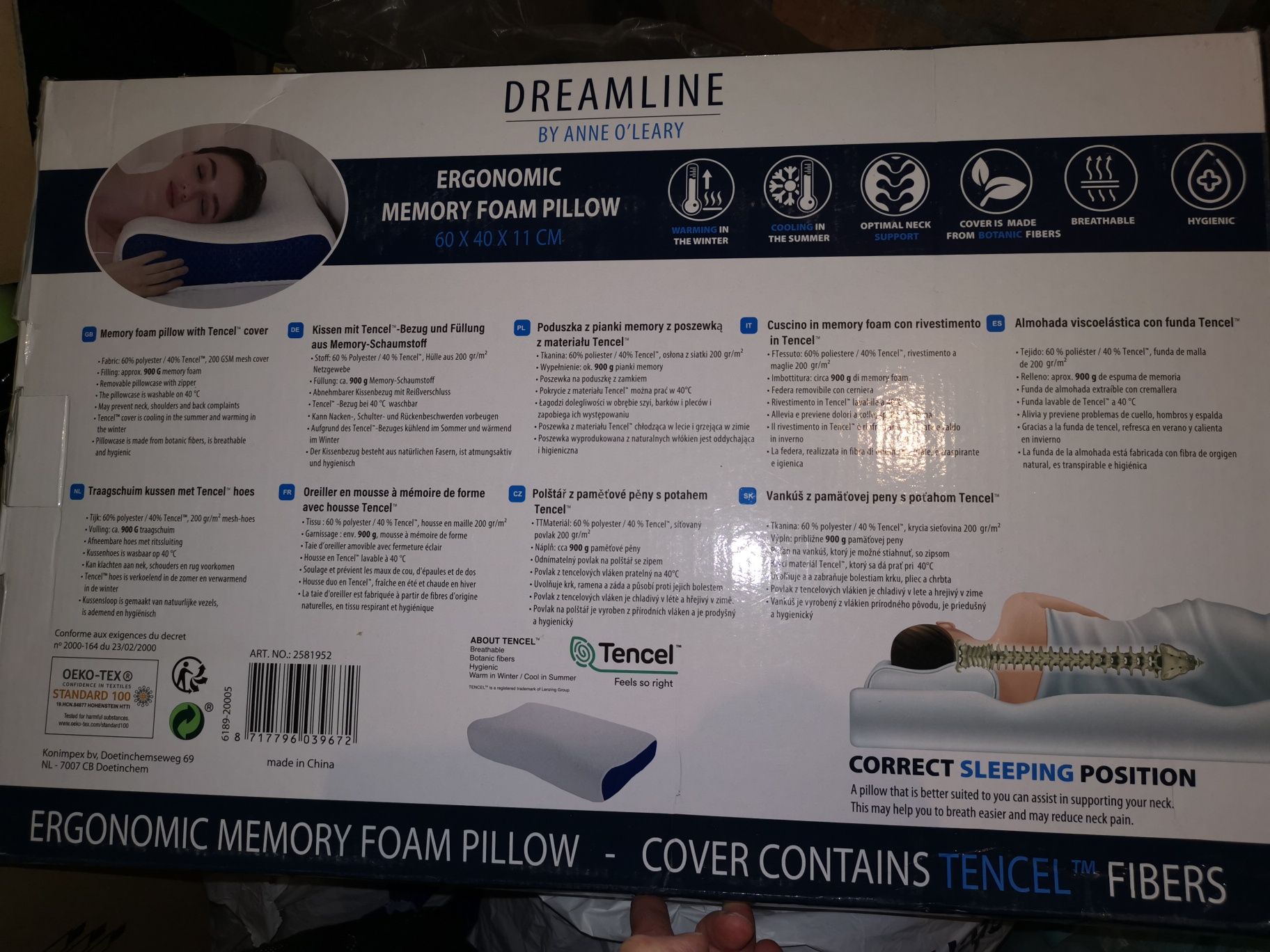 Poduszka ergonomiczna memory foam Dreamline