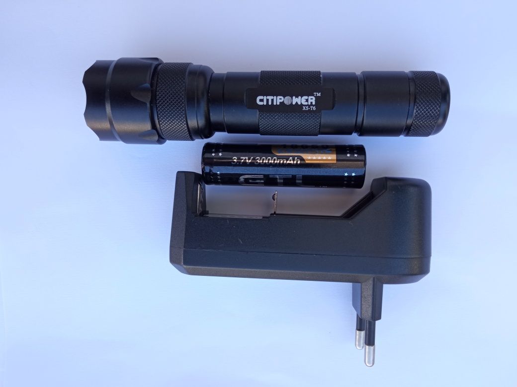 Lanterna Citipower X-5 XML-T6 5modos, bateria carregador