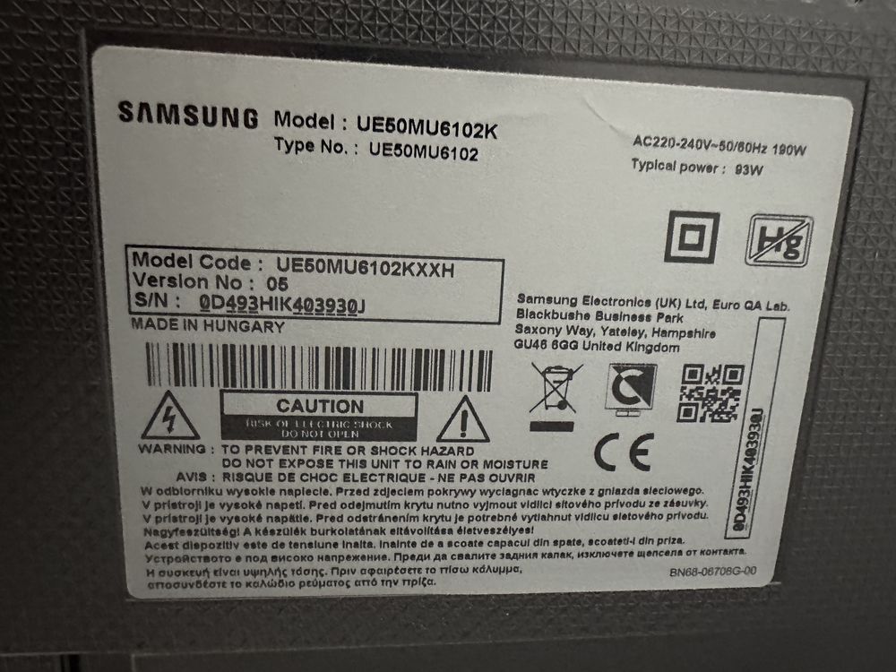 Telewizor  Samaung ue50mu6102k