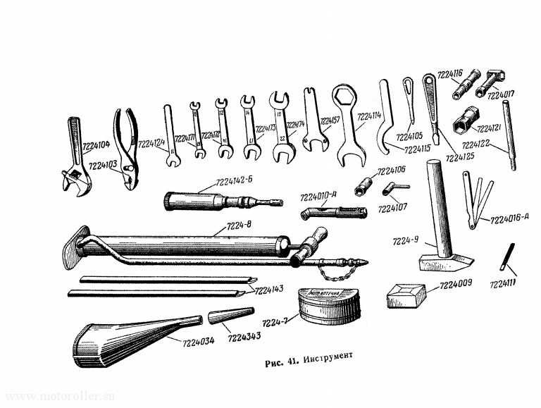 Штатный инструмент к мотоциклам ИМЗ  М-72 с 1955 года (клеймо А.И.)